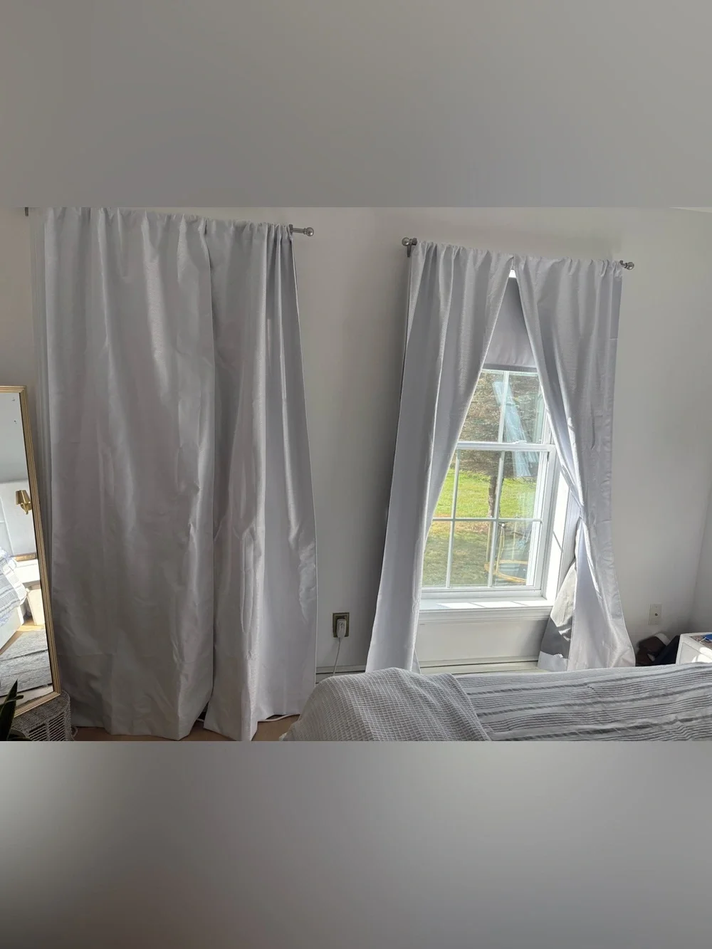 Four Mainstays White Blackout Curtains